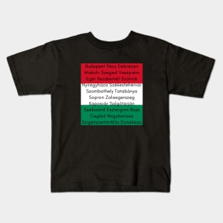 Hungarian Flag Colors with Cities Kids T-Shirt